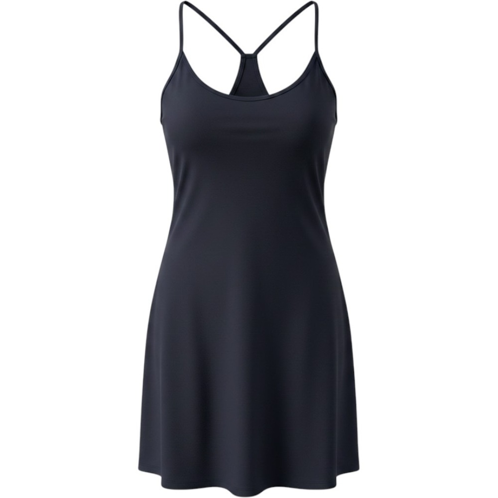 Quince Ultra-Stretch Active Dress Navy Blue Strappy Racerback Shorts Pocket M